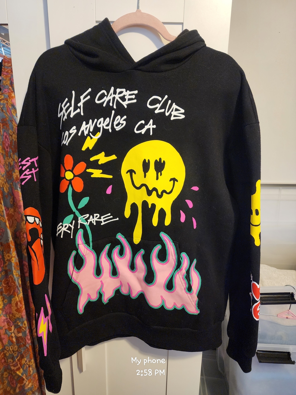 PacSun Black Hoodie with White Logo Tag